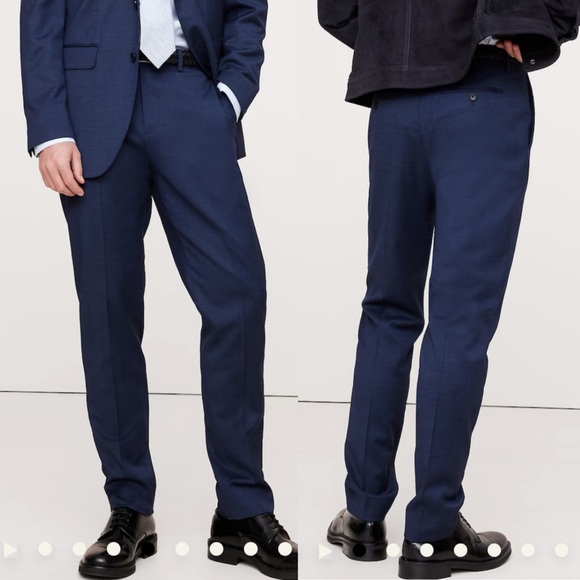 NEW Banana Republic Signature Italian Wool Nailhead Suit Pant in Navy, 30R - Picture 1 of 11